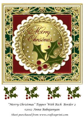 Merry Christmas Topper with Rich Border 2