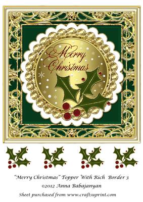 Merry Christmas Topper with Rich Border 3