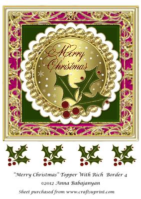 Merry Christmas Topper with Rich Border 4