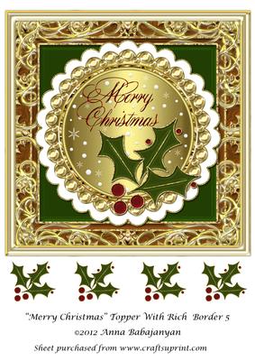 Merry Christmas Topper with Rich Border 5
