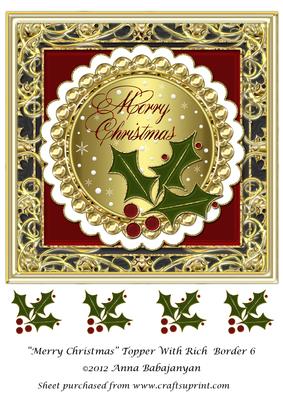Merry Christmas Topper with Rich Border 6
