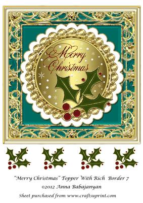 Merry Christmas Topper with Rich Border 7