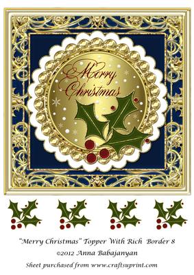 Merry Christmas Topper with Rich Border 8