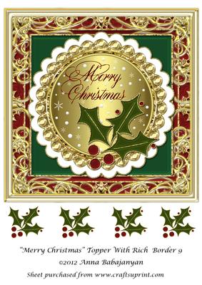 Merry Christmas Topper with Rich Border 9