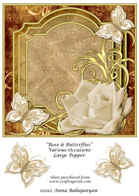 Rose & Butterflies Various Occasions Large Topper