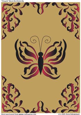 Elegant Neon-red Butterfly