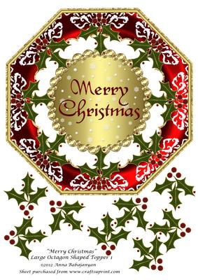 Merry Christmas Large Octagon Shaped Topper 1
