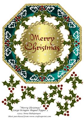 Merry Christmas Large Octagon Shaped Topper 3