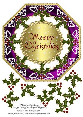 Merry Christmas Large Octagon Shaped Topper 4