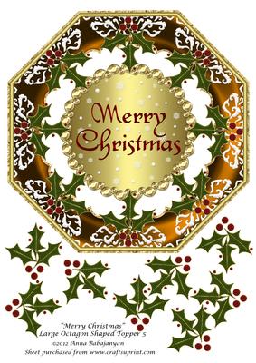 Merry Christmas Large Octagon Shaped Topper 5