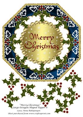 Merry Christmas Large Octagon Shaped Topper 6