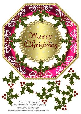 Merry Christmas Large Octagon Shaped Topper 7