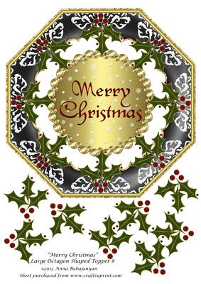 Merry Christmas Large Octagon Shaped Topper 8