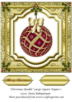 Christmas Bauble Large Square Topper 1
