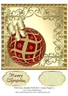 Christmas Bauble with Bow Large Topper 5