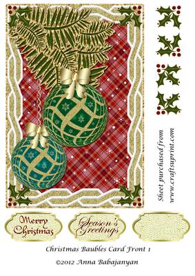 Christmas Baubles Card Front 1