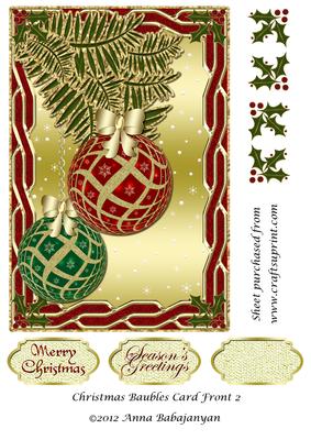 Christmas Baubles Card Front 2