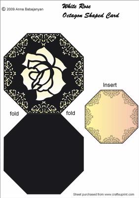 White Rose Octagon Shaped Card