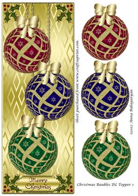 Christmas Baubles Dl Topper 1