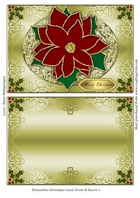 Poinsettia Christmas Card Front & Insert 2