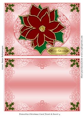 Poinsettia Christmas Card Front & Insert 4