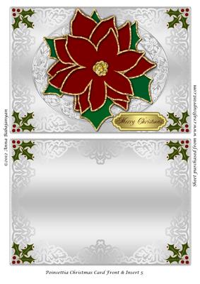 Poinsettia Christmas Card Front & Insert 5