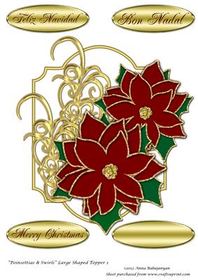 Poinsettia & Swirls Large Shaped Topper 1