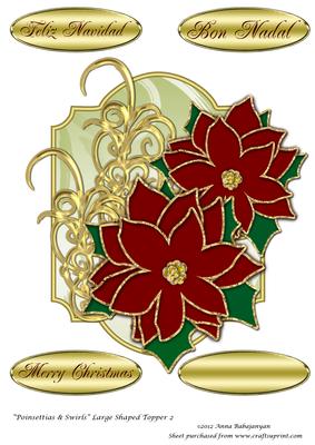 Poinsettia & Swirls Large Shaped Topper 2