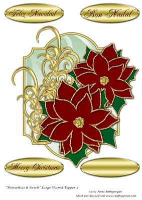 Poinsettia & Swirls Large Shaped Topper 3