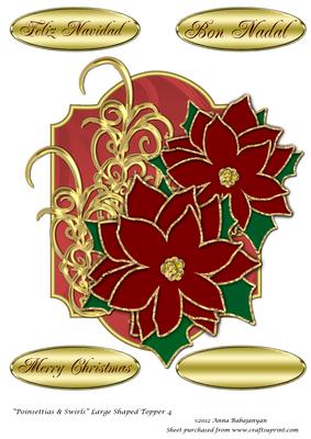 Poinsettia & Swirls Large Shaped Topper 4