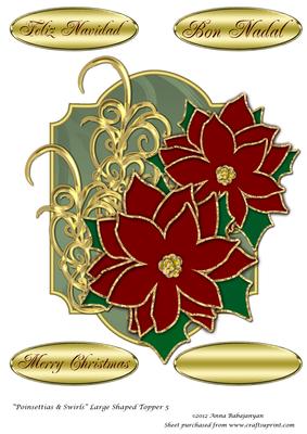 Poinsettia & Swirls Large Shaped Topper 5