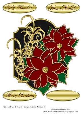 Poinsettia & Swirls Large Shaped Topper 6