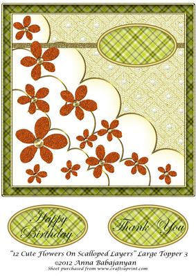 12 Cute Flowers on Scalloped Layers Large Topper 3
