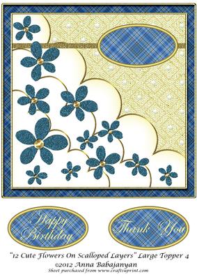 12 Cute Flowers on Scalloped Layers Large Topper 4