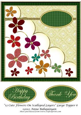 12 Cute Flowers on Scalloped Layers Large Topper 6