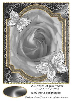 Butterflies on Rose Frame Large Card Front 3