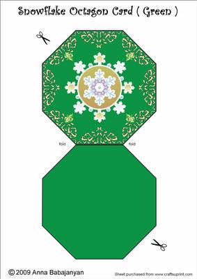 Snowflake Octagon Card ( Green )