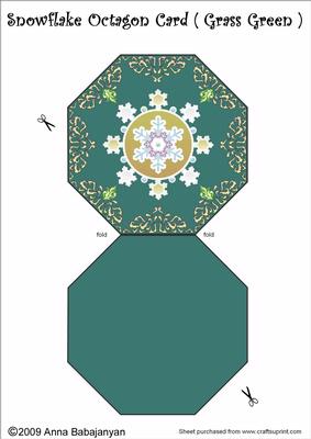 Snowflake Octagon Card ( Grass Green )