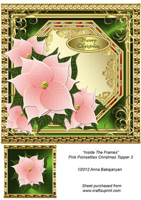 Inside the Frames Pink Poinsettias Christmas Topper 3