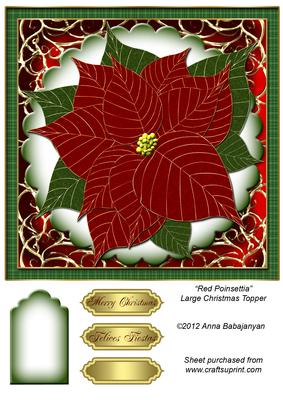Red Poinsettia Large Christmas Topper