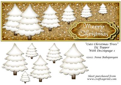 Cute Christmas Trees Dl Topper with Decoupage 1