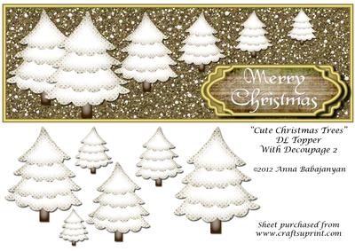 Cute Christmas Trees Dl Topper with Decoupage 2