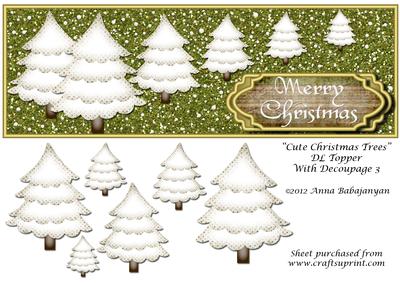 Cute Christmas Trees Dl Topper with Decoupage 3
