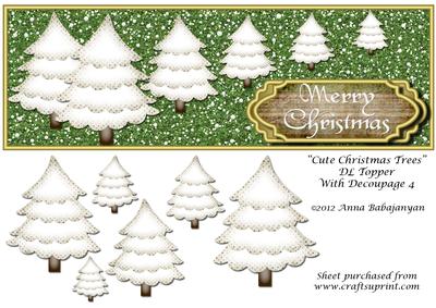 Cute Christmas Trees Dl Topper with Decoupage 4