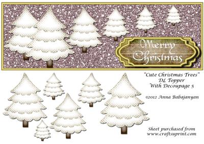 Cute Christmas Trees Dl Topper with Decoupage 5