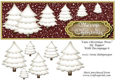 Cute Christmas Trees Dl Topper with Decoupage 6