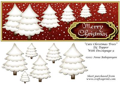 Cute Christmas Trees Dl Topper with Decoupage 9