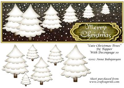 Cute Christmas Trees Dl Topper with Decoupage 10