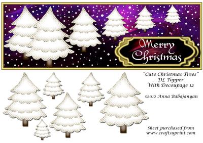 Cute Christmas Trees Dl Topper with Decoupage 12