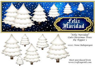 Feliz Navidad Cute Christmas Trees Dl Topper 1